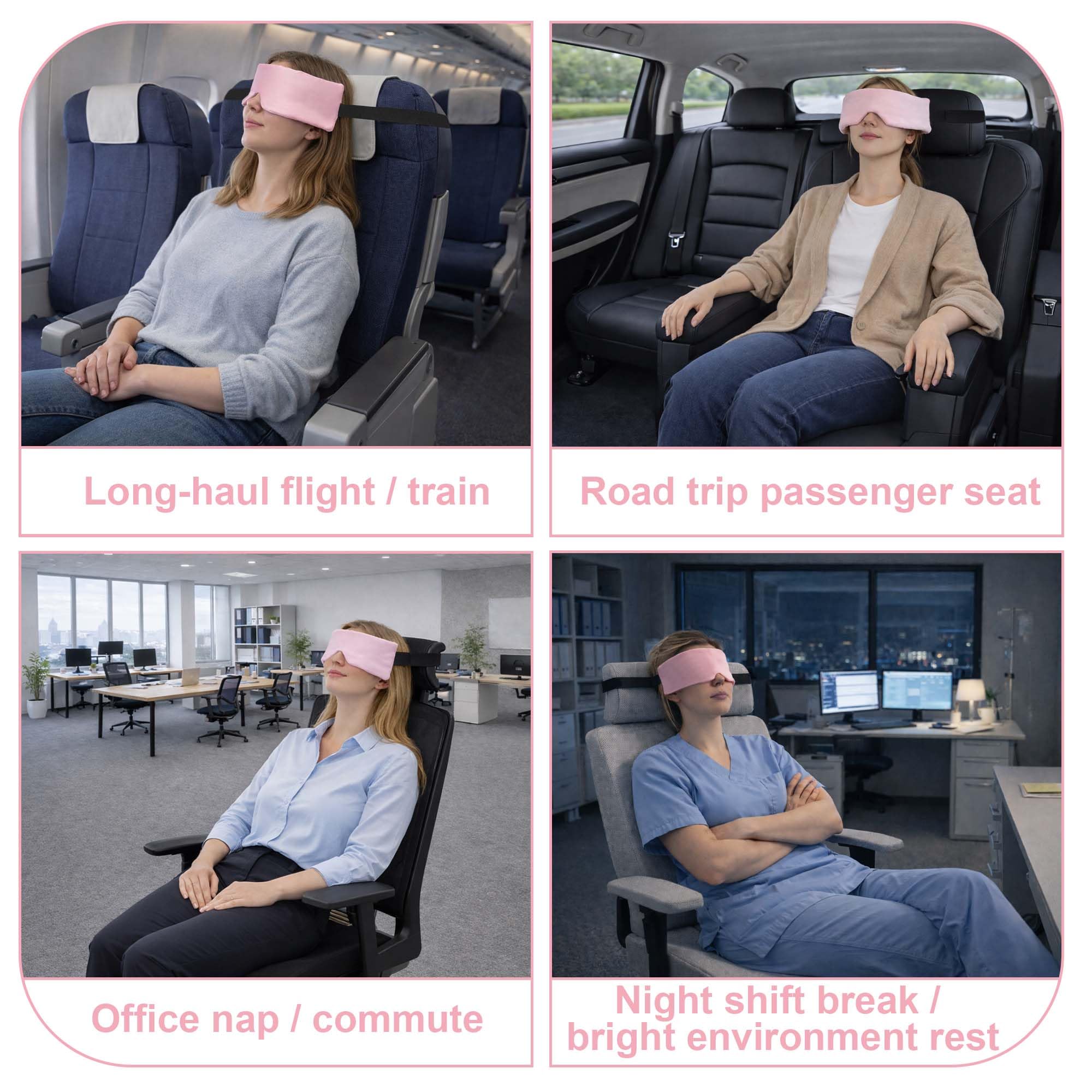 SPRING SEAON Airplane Head Strap for Sleeping, Double-Sided Airplane Eye Mask Head Holder, Adjustable Seat Sleeper Support for Plane, Car & Office Chair, Contoured Nose-Friendly Design,Pouch Included - Image 6
