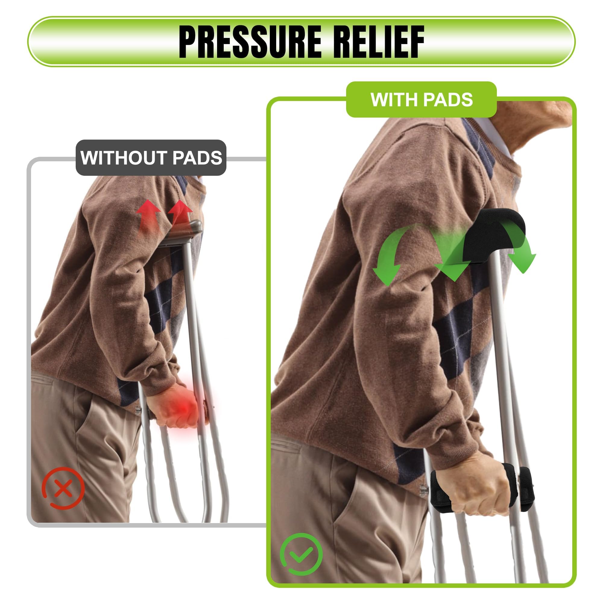 SPRING SEAON Fleece Crutches Padding and Hand Grip Covers-Soft Underarm Cushion Set for Adult & Youth Crutch,Comfortable, Breathable, Machine Washable Universal Armpits Crutch Pads Accessories(Black) - Image 7