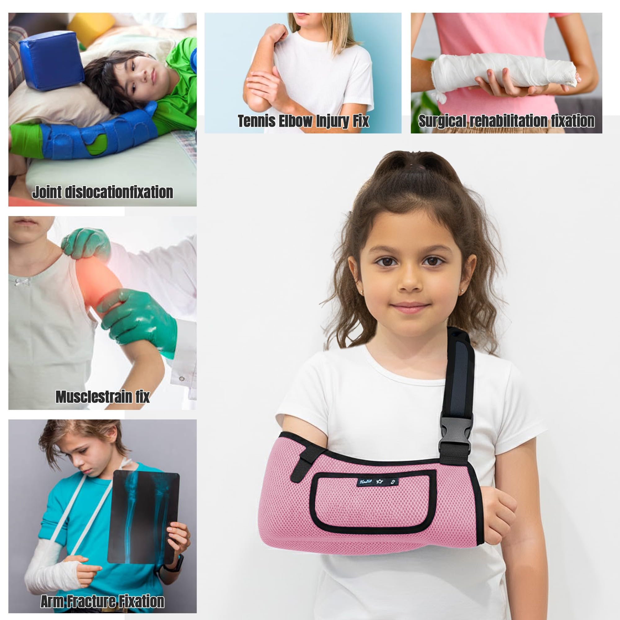 SPRING SEAON Kids Arm Sling Shoulder Immobilizer for Arm,Wrist,Elbow Injury Lightweight Breathable Sling with Adjustable Shoulder Strap Mesh Arm Support Brace for Children,Boys,Girls - Image 7