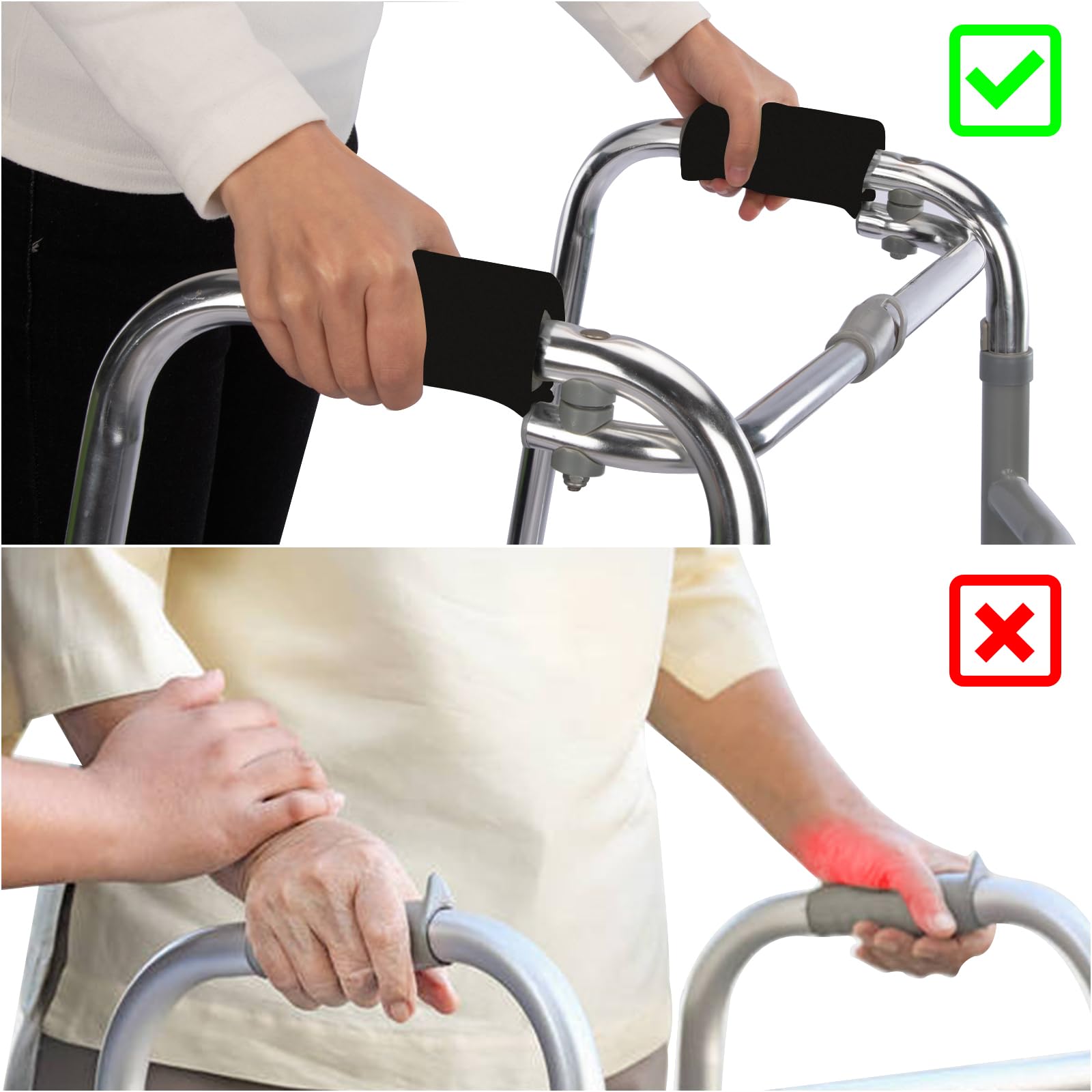 SPRING SEAON Universal Walker Handle Padded -Hand Grip (2 Pack) Pads Hand Covers Non-Slip Cushion Padding for Folding Rolling Wheelchair, Rollator Handle- Mobility Aid - Image 6